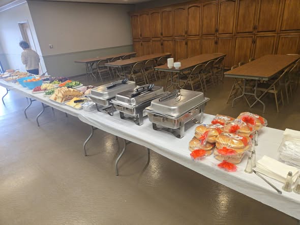 Catering buffet with chafing dishes