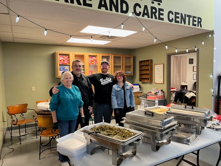 419 Venue Guy catering at the Share and Care Center with signage visible